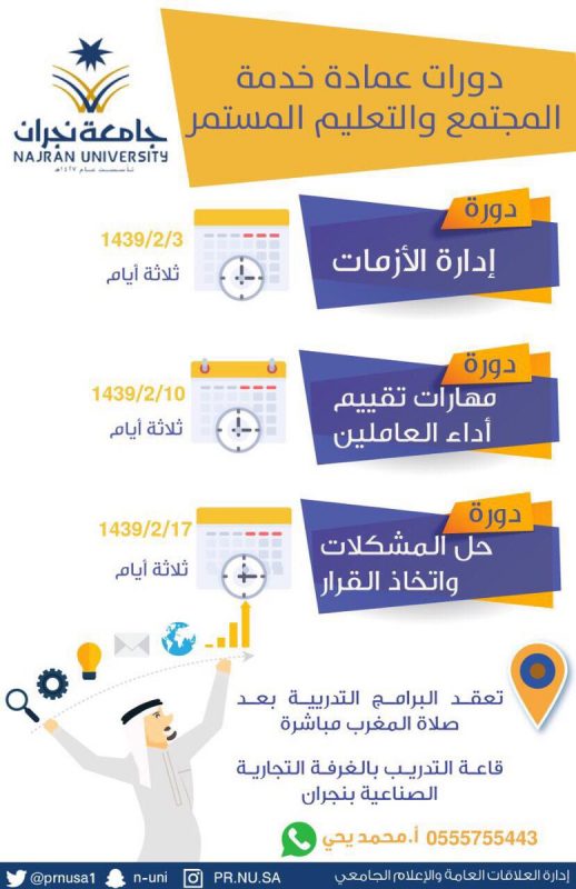 “جامعة نجران” تقيم دورات وبرامج تدريبية