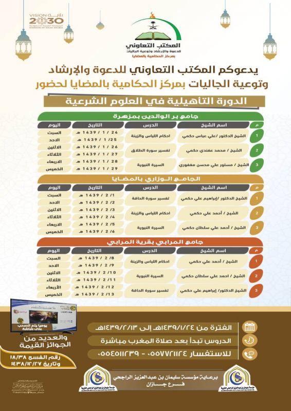 غداً..الدورة التأهيلية في العلوم الشرعية بمركز الحكامية في “جازان”