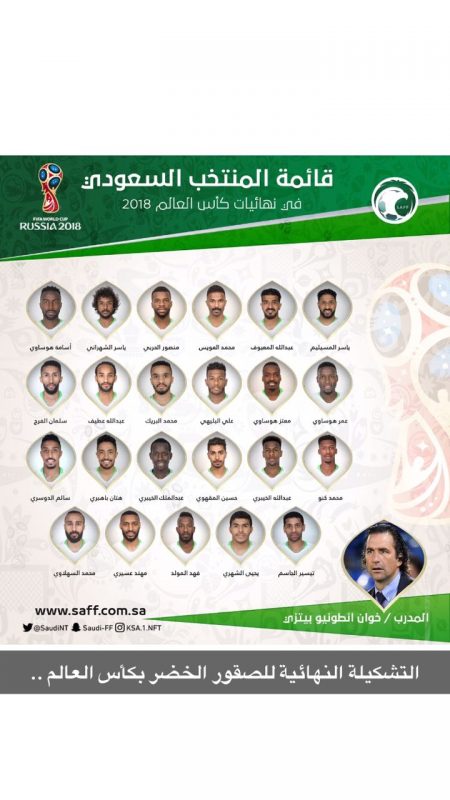 إعلان القائمة النهائية للمنتخب السعودي في كأس العالم2018