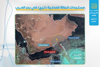 “الأرصاد”: لا تأثير مباشر للحالة المدارية “تيج” على أجواء المملكة